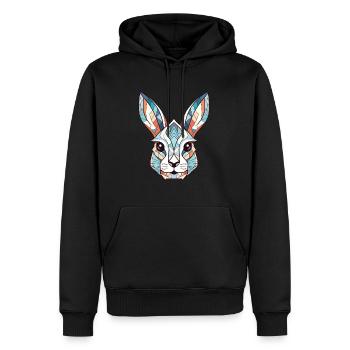 Weißes Kaninchen Bunte Aquarell-Tierkarikatur - Männer Premium Bio Hoodie - Schwarz - Vorne - Nico (187cm)