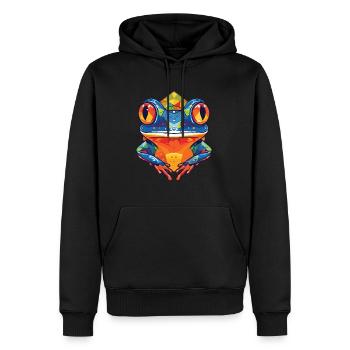 Laubfrosch Bunte Aquarell-Tierillustration - Männer Premium Bio Hoodie - Schwarz - Vorne - Nico (187cm)