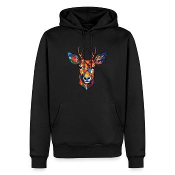 Sika Deer Aquarelle colorée Illustration d’animaux - Sweat à capuche Premium bio Homme - noir - Devant - Nico (187cm)