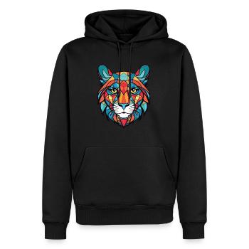Jungle Cat Aquarelle colorée Illustration d’animaux - Sweat à capuche Premium bio Homme - noir - Devant - Nico (187cm)