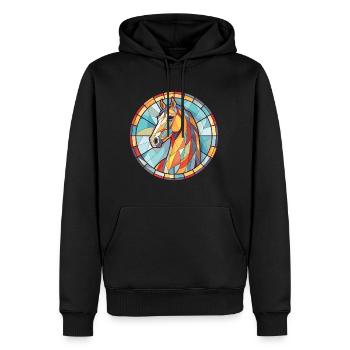 Pferd Buntes Aquarell Tier Haustier Illustration - Männer Premium Bio Hoodie - Schwarz - Vorne - Nico (187cm)