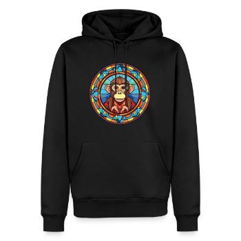 Monkey Colorful Watercolor Animal Pet Illustration - Men’s Premium Organic Hoodie - black - Front - Nico (187cm)