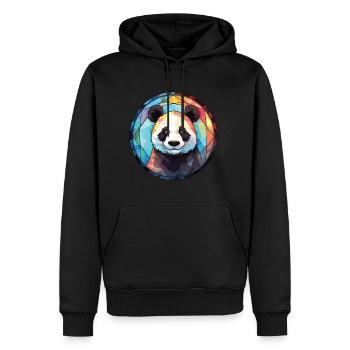 Panda Buntes Aquarell Tier Haustier Illustration - Männer Premium Bio Hoodie - Schwarz - Vorne - Nico (187cm)