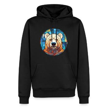 Bär Buntes Aquarell Tier Haustier Illustration - Männer Premium Bio Hoodie - Schwarz - Vorne - Nico (187cm)