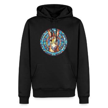 Esel Buntes Aquarell Tier Haustier Illustration - Männer Premium Bio Hoodie - Schwarz - Vorne - Nico (187cm)