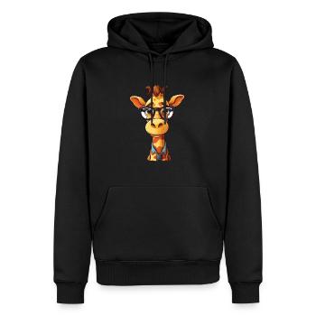 Giraffe mit Brille Cartoon Kawaii Illustration - Männer Premium Bio Hoodie - Schwarz - Vorne - Nico (187cm)