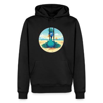 Pfauenkarikatur Yoga Strand Sommer Illustration - Männer Premium Bio Hoodie - Schwarz - Vorne - Nico (187cm)