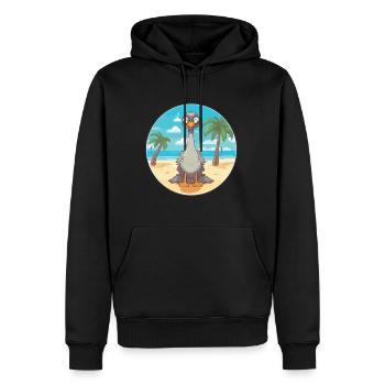 Straußenkarikatur Yoga Strand Sommer Illustration - Männer Premium Bio Hoodie - Schwarz - Vorne - Nico (187cm)