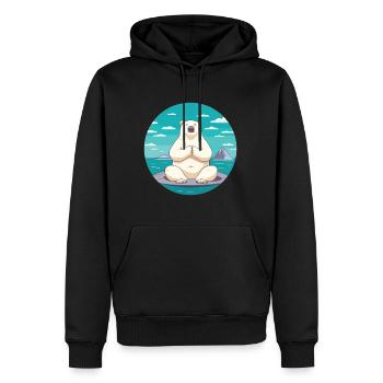 Eisbär Karikatur Yoga Strand Sommer Illustration - Männer Premium Bio Hoodie - Schwarz - Vorne - Nico (187cm)