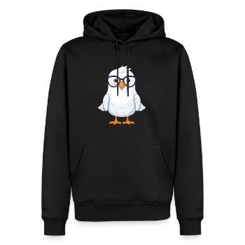 Möwe mit Brille Cartoon Kawaii Illustration - Männer Premium Bio Hoodie - Schwarz - Vorne - Nico (187cm)