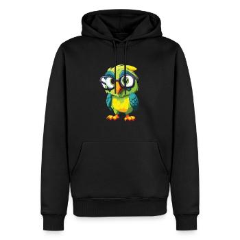 Papagei mit Brille Cartoon Kawaii Illustration - Männer Premium Bio Hoodie - Schwarz - Vorne - Nico (187cm)