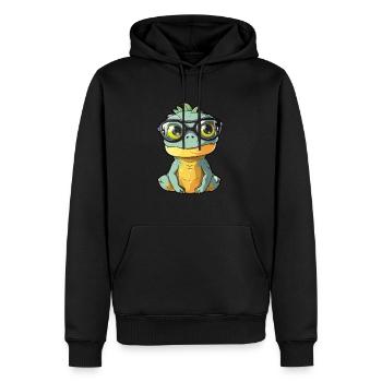 Leguan trägt Brille Cartoon Kawaii Illustration - Männer Premium Bio Hoodie - Schwarz - Vorne - Nico (187cm)