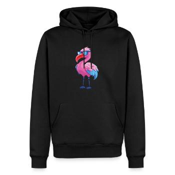 Flamingo mit Brille Cartoon Kawaii Illustration - Männer Premium Bio Hoodie - Schwarz - Vorne - Nico (187cm)