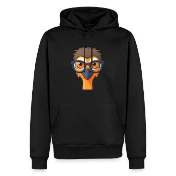 Emu portant des lunettes Cartoon Kawaii Illustration - Sweat à capuche Premium bio Homme - noir - Devant - Nico (187cm)