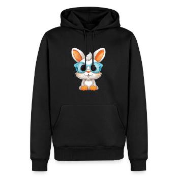 Hase mit Brille Cartoon Kawaii Illustration - Männer Premium Bio Hoodie - Schwarz - Vorne - Nico (187cm)