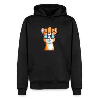Alpaga portant des lunettes Cartoon Kawaii Illustration - Sweat à capuche Premium bio Homme - noir - Devant - Nico (187cm)