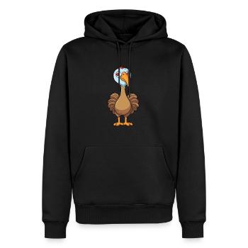 Turquie dessin animé Kawaii Illustration à l’aquarelle - Sweat à capuche Premium bio Homme - noir - Devant - Nico (187cm)