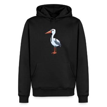 Stork Cartoon Kawaii Aquarelle Illustration - Sweat à capuche Premium bio Homme - noir - Devant - Nico (187cm)