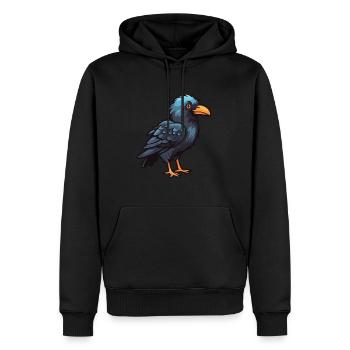 Rabenkarikatur Kawaii Aquarellillustration - Männer Premium Bio Hoodie - Schwarz - Vorne - Nico (187cm)