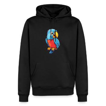 Papageien-Karikatur-Kawaii-Aquarell-Illustration - Männer Premium Bio Hoodie - Schwarz - Vorne - Nico (187cm)