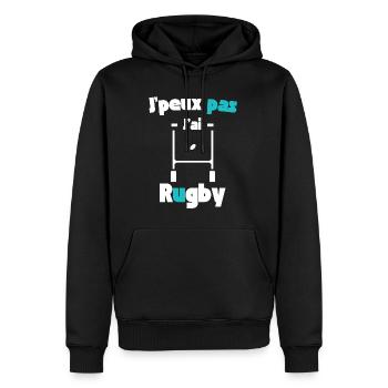 J'peux pas j'ai rugby - Sweat à capuche Premium bio Homme - noir - Devant - Nico (187cm)
