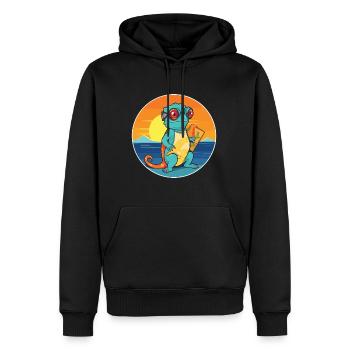 Chamäleon Lustige Karikatur Kawaii Strand Illustration - Männer Premium Bio Hoodie - Schwarz - Vorne - Nico (187cm)
