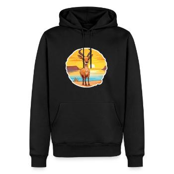 Antilope Drôle de dessin animé Kawaii Beach Illustration - Sweat à capuche Premium bio Homme - noir - Devant - Nico (187cm)