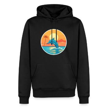 Delfin Lustige Karikatur Kawaii Strand Illustration - Männer Premium Bio Hoodie - Schwarz - Vorne - Nico (187cm)