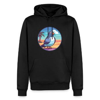 Taube Lustige Karikatur Kawaii Strand Illustration - Männer Premium Bio Hoodie - Schwarz - Vorne - Nico (187cm)