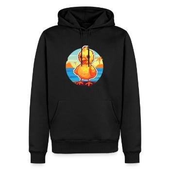 Huhn lustige Karikatur Kawaii Strand Illustration - Männer Premium Bio Hoodie - Schwarz - Vorne - Nico (187cm)