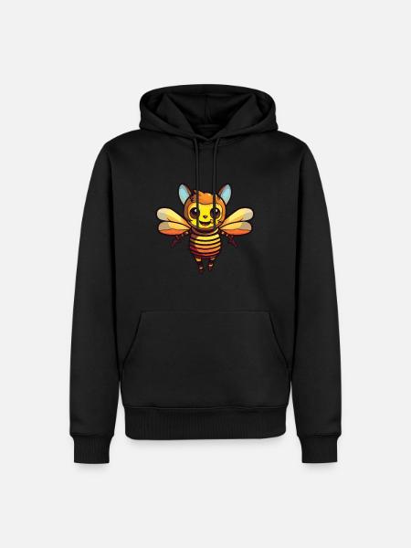 Bee Funny Cartoon Kawaii Beach Illustration - Sweat à capuche Premium bio Homme - noir