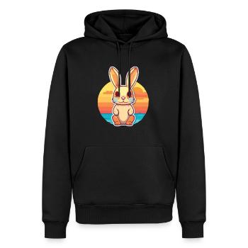 Hase lustige Karikatur Kawaii Strand Illustration - Männer Premium Bio Hoodie - Schwarz - Vorne - Nico (187cm)