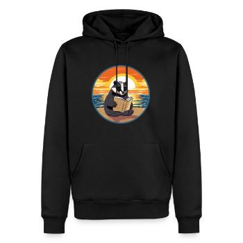 Blaireau Mignon Drôle Dessin Animé Kawaii Livre Plage - Sweat à capuche Premium bio Homme - noir - Devant - Nico (187cm)