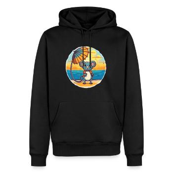Ratte Lustige Karikatur Kawaii Strand Illustration - Männer Premium Bio Hoodie - Schwarz - Vorne - Nico (187cm)