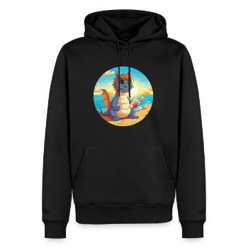 Drache Niedlich Lustige Karikatur Kawaii Buch Strand - Männer Premium Bio Hoodie - Schwarz - Vorne - Nico (187cm)