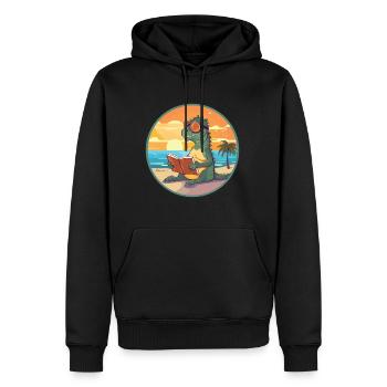Iguana Cute Funny Cartoon Kawaii Book Beach - Men’s Premium Organic Hoodie - black - Front - Nico (187cm)