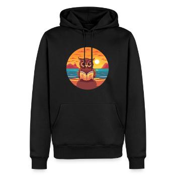 Eule Niedliche Lustige Karikatur Kawaii Buch Strand - Männer Premium Bio Hoodie - Schwarz - Vorne - Nico (187cm)