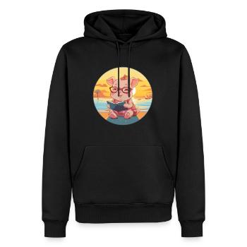 Cochon Mignon Drôle Dessin Animé Kawaii Livre Plage - Sweat à capuche Premium bio Homme - noir - Devant - Nico (187cm)