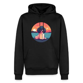 Pudel Niedlich Lustige Karikatur Kawaii Buch Strand - Männer Premium Bio Hoodie - Schwarz - Vorne - Nico (187cm)