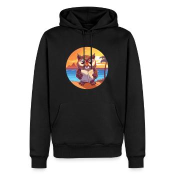 Eule Niedliche Lustige Karikatur Kawaii Buch Strand - Männer Premium Bio Hoodie - Schwarz - Vorne - Nico (187cm)