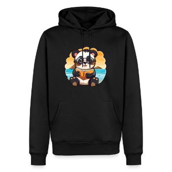 Panda Mignon Drôle Dessin Animé Kawaii Livre Plage - Sweat à capuche Premium bio Homme - noir - Devant - Nico (187cm)