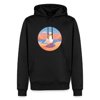 Mouette Mignon Drôle Dessin Animé Kawaii Livre Plage - Sweat à capuche Premium bio Homme - noir - Devant - Nico (187cm)