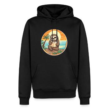 Faultier Niedliche Lustige Karikatur Kawaii Buch Strand - Männer Premium Bio Hoodie - Schwarz - Vorne - Nico (187cm)