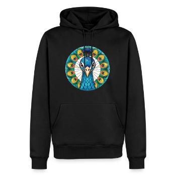 Pfau Buntes Aquarell Tier Illustration - Männer Premium Bio Hoodie - Schwarz - Vorne - Nico (187cm)