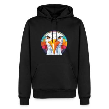 Mouette colorée aquarelle Animal Illustration - Sweat à capuche Premium bio Homme - noir - Devant - Nico (187cm)