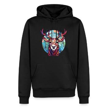 Wapiti Aquarelle colorée Animal animal Illustration d’animaux de compagnie - Sweat à capuche Premium bio Homme - noir - Devant - Nico (187cm)