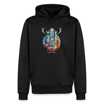 Rhinocéros aquarelle colorée Animal animal de compagnie Illustration - Sweat à capuche Premium bio Homme - noir - Devant - Nico (187cm)