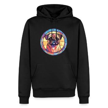 Mopshund bunte Aquarell-Tier-Illustration - Männer Premium Bio Hoodie - Schwarz - Vorne - Nico (187cm)