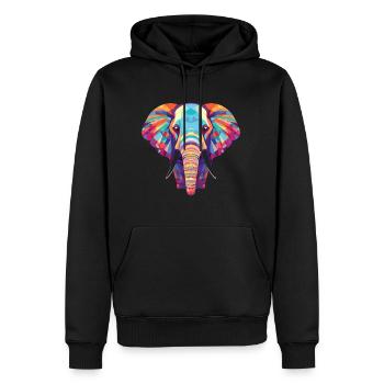 Elefant buntes Aquarell Tier Illustration - Männer Premium Bio Hoodie - Schwarz - Vorne - Nico (187cm)