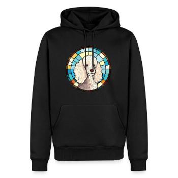 Pudelhund buntes Aquarell Tier Illustration - Männer Premium Bio Hoodie - Schwarz - Vorne - Nico (187cm)